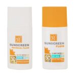 کرم ضد آفتاب بی رنگ مای SPF50 مدل Hyaluronic Acid مناسب پوست های چرب حجم 50 میلی لیتر به همراه فلوئید ضد آفتاب مای مدل Hypoallergen حجم 50 میلی لیتر